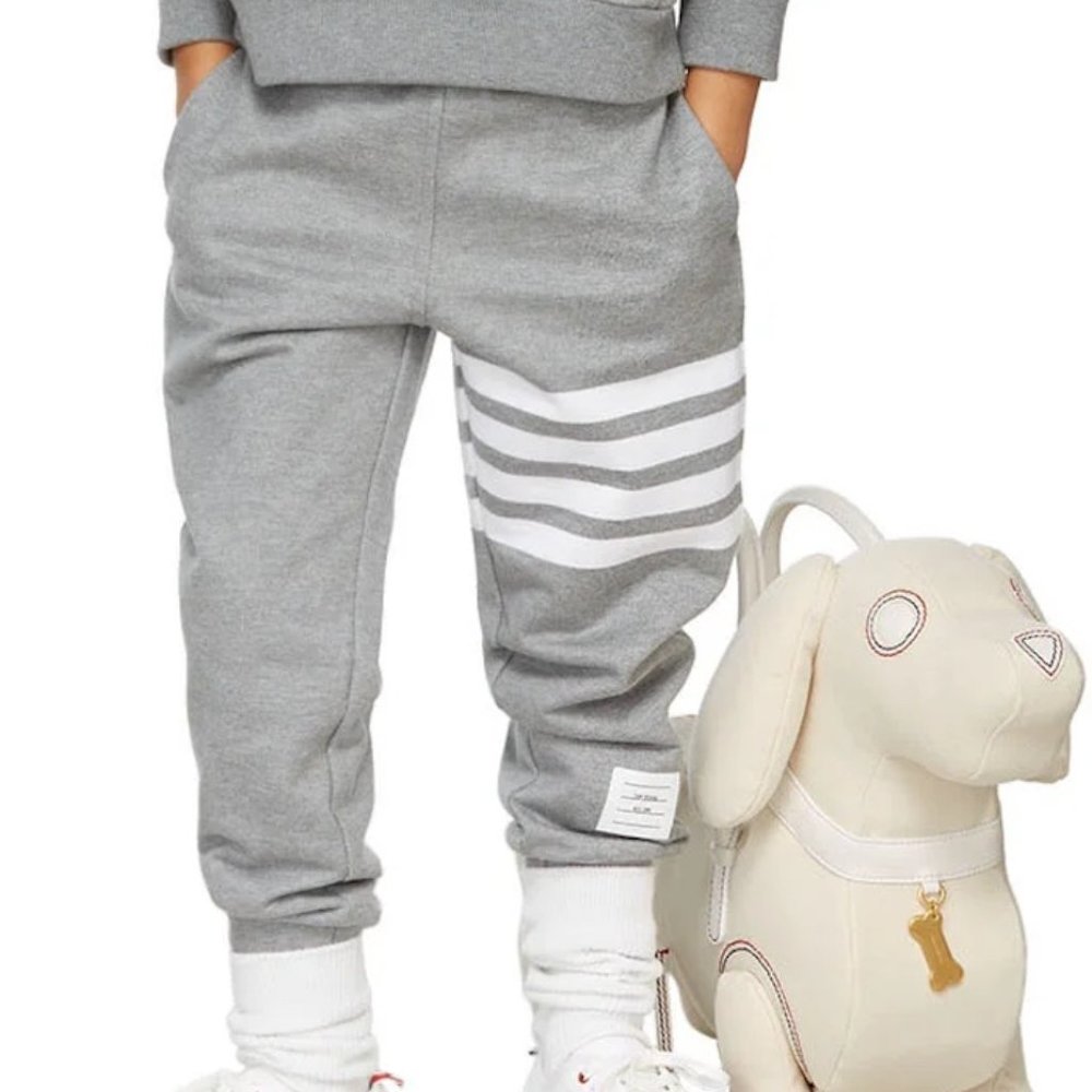 Kids Grey Loopback 4-Bar Lounge Pants 6A